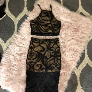 Matching black and nude set